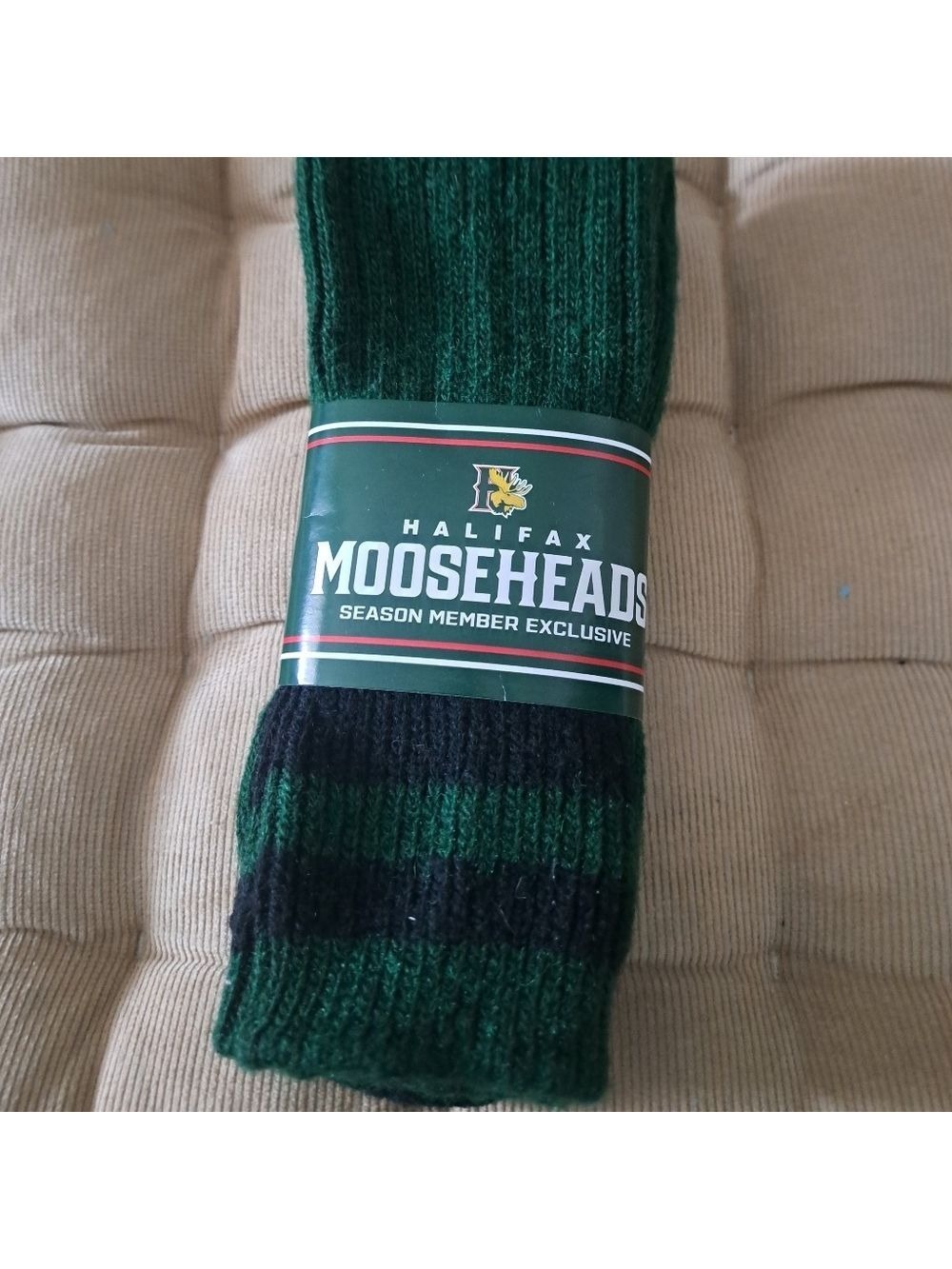 HALIFAX MOOSEHEADS WOOL socks hunter green old stock retro hockey merch M 6-9